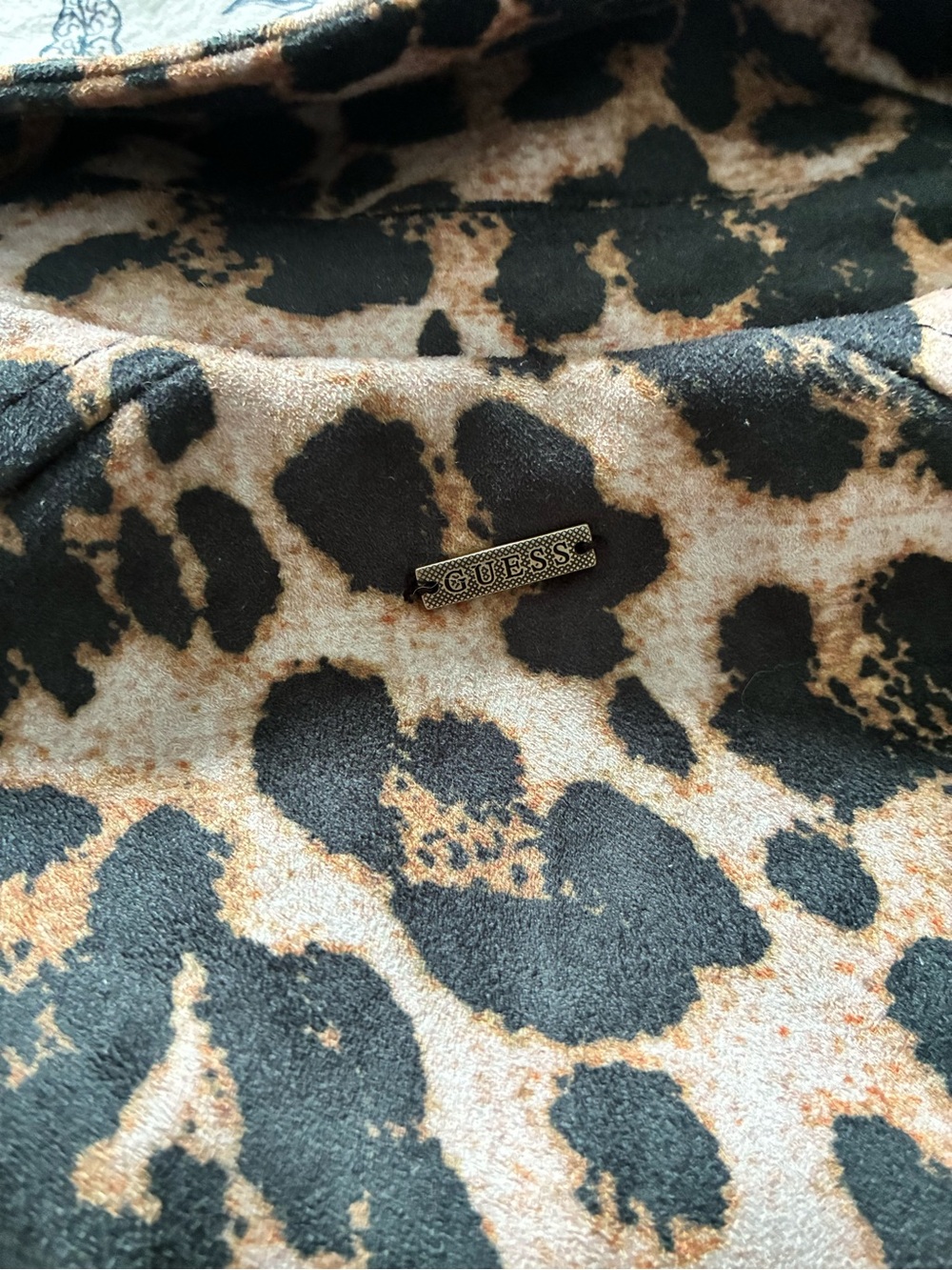 GUESS Leopard-Print Moto Jacket in Brown and Black - Picture 7 of 9
